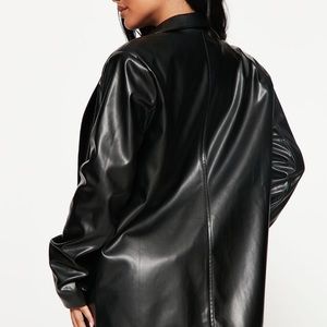 Faux leather blazer